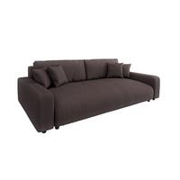 BIGSOFA Emma Dunkelbraun Cord - Dunkelbraun/Schwarz, Holz/Kunststoff (234/78/122cm) - S-Style Möbel