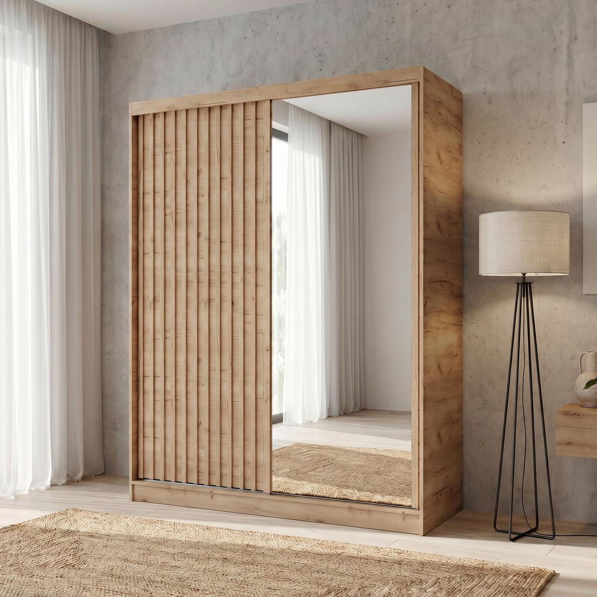 SCHWEBETÜRENSCHRANK Donatello mit 2 Türen. 160 cm, eiche Artisan - Eiche Artisan, Holzwerkstoff (160/205/60cm) - Beautysofa