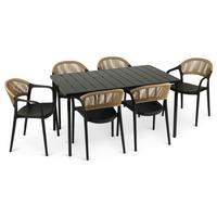 GARTENMÖBEL SET NARCISO 7er Set schwarz - Schwarz, Metall - IDIMEX