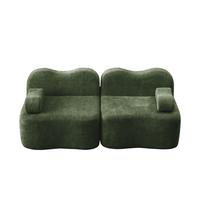 2-SITZER SOFA Modulares Boneless Samt Wellenform - Grün, Textil (192/70/98cm) - Urban Meuble