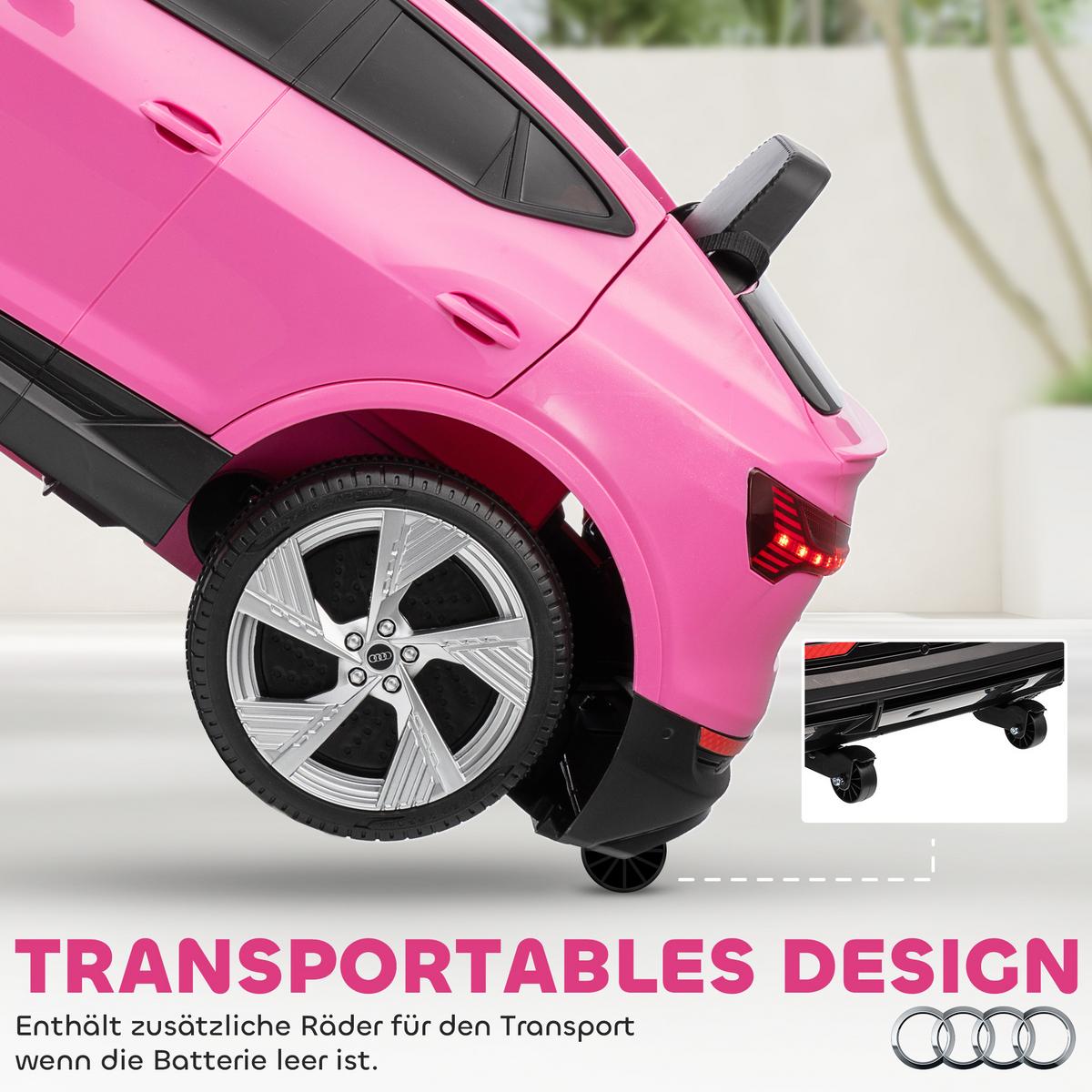 KINDER-ELEKTROAUTO 12V-Doppelmotor Hupe, Musik, LED-Scheinwerfer, Rücklichter ab 3 Jahre Rosa - Rosa, Metall (108/60/47cm) - HOMCOM