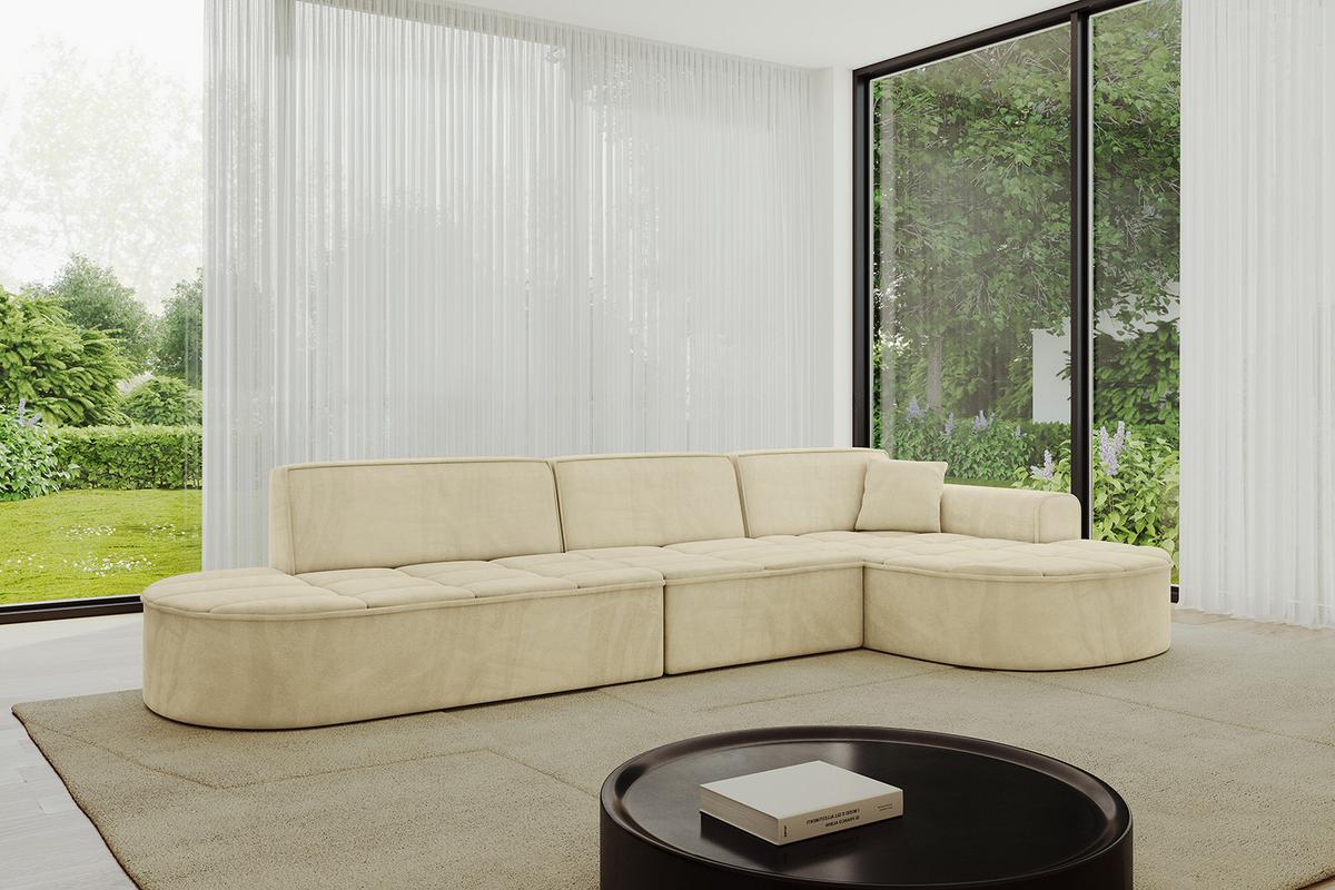 ECKSOFA Ottomane Rechts TARO-L2 - 328x171x79,5 cm Beige - Beige, Holzwerkstoff/Textil (328/171cm) - ALTDECOR