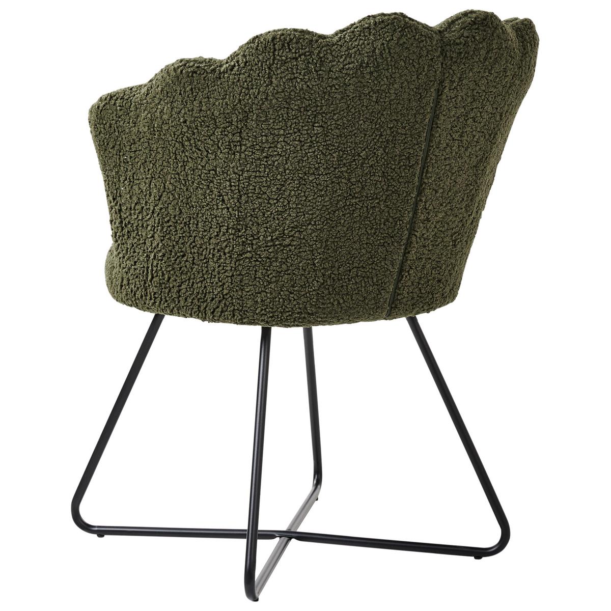 SESSEL Bouclé Dunkelgrün Lovelock - Schwarz/Grün, Textil (67/86/70cm) - Beliani