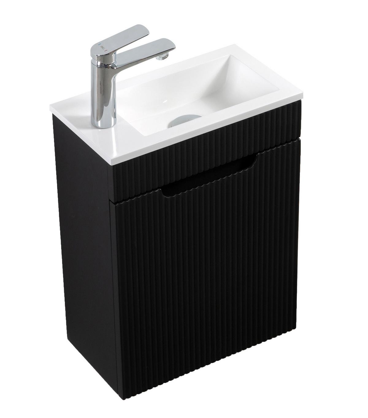 GÄSTE-WC-MÖBELSET Thermis 2 Teile Schwarz Matt - 40 x 22 x 53 cm - Schwarz/Weiß, Holz (40/53/22cm) - Badplaats