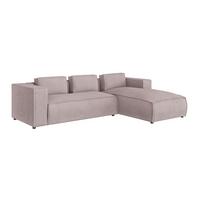 ECKSOFA Nova Puderrosa Cord, Ottomane rechts - Pink/Schwarz, Holz/Kunststoff (262/176cm) - S-Style