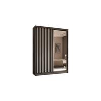 KLEIDERSCHRANK mit Spiegel-Schiebetüren und Aluminium-Leisten, LED-Beleuchtung - LAMELO - 160 cm Grau+Grau+Weiß - Weiß/Grau, Holzwerkstoff (160/216/61cm) - ALTDECOR