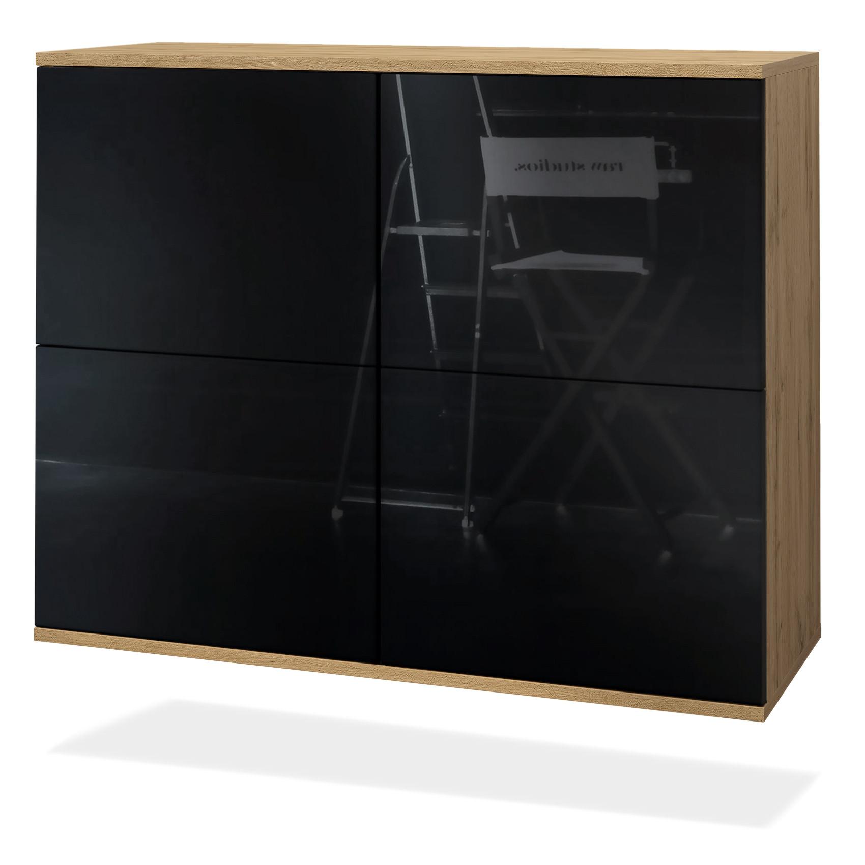 KOMMODE Rova Schwarz Hochglanz - Schwarz Hochglanz, Holzwerkstoff (92.5/73.5/35cm) - Vladon