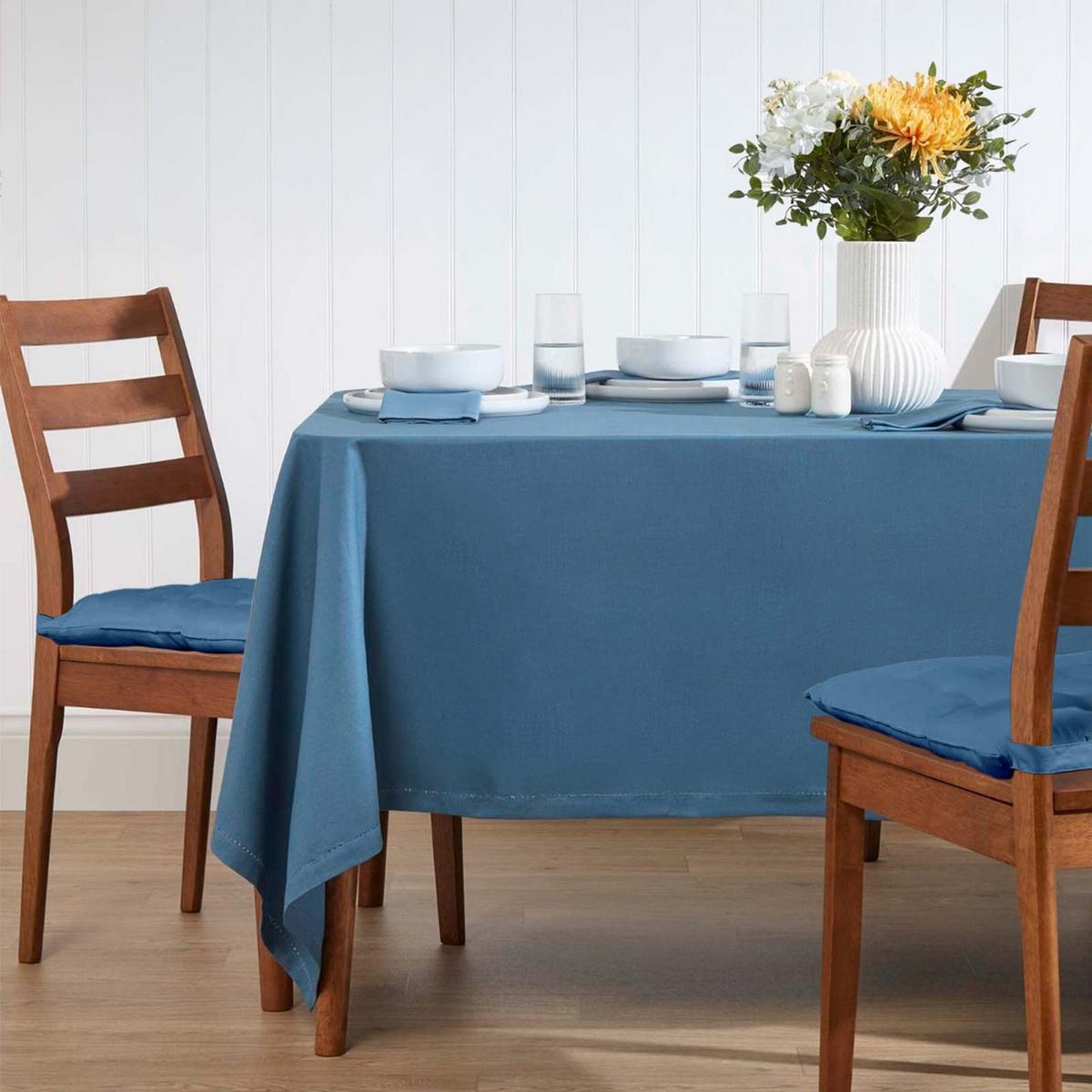 TISCHDECKE blau 137/137 cm, 100% Baumwolle - Blau, Textil (137/137cm) - Homescapes