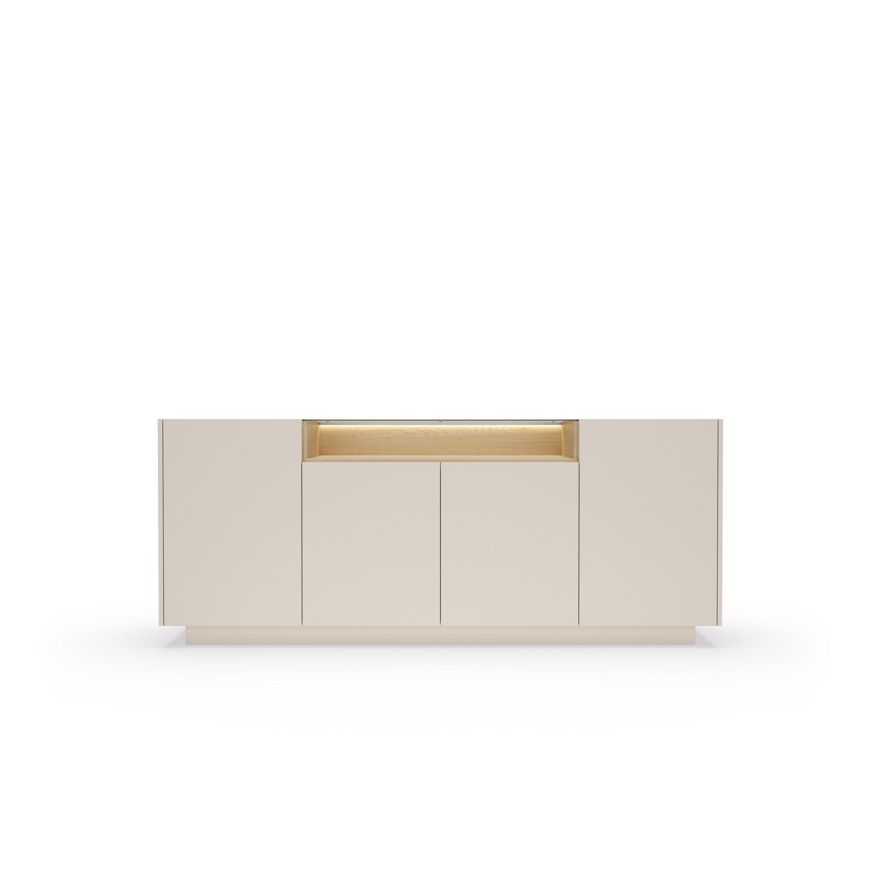 KOMMODE PORTA 203/83/39,5cm mit Schubladen 4 Türen Beige - Eichefarben/Beige, Holzwerkstoff (203/83/39.5cm) - MASSENO