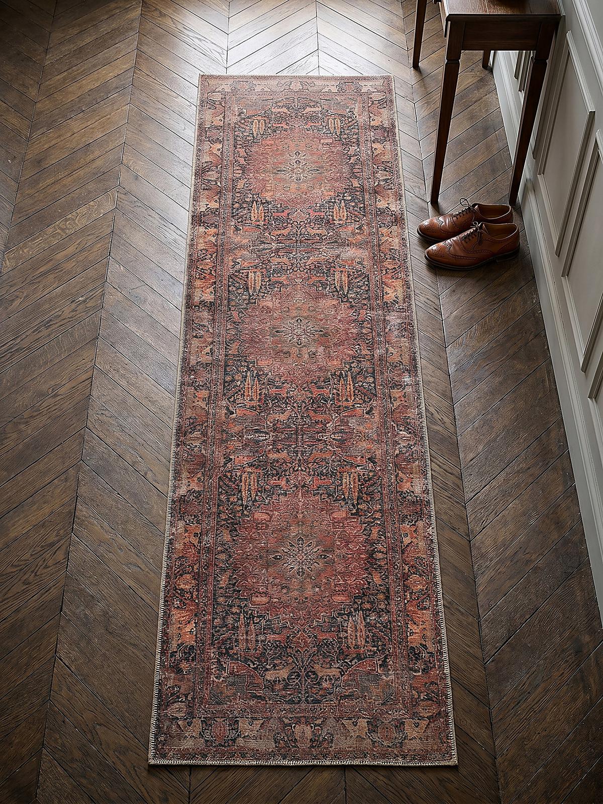 TEPPICH Waschbar HURST, orientalisch mit Medaillon, aus Polyester, Rot, 60 x 230 cm - Rot, Textil (230/60cm) - KADIMA DESIGN
