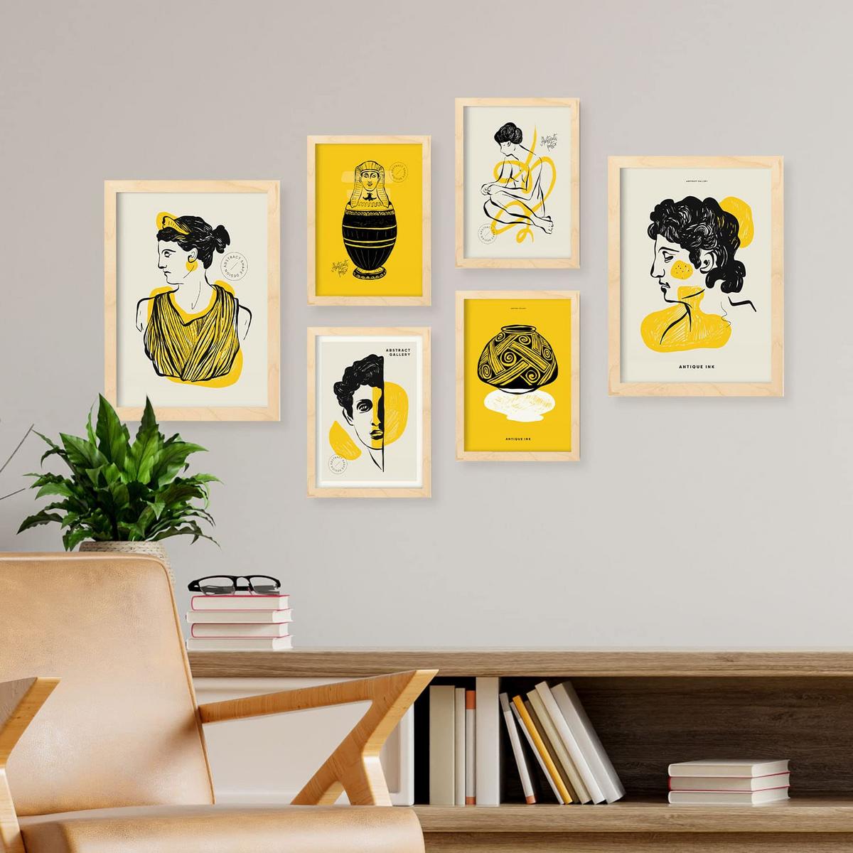 POSTER Set Mit 6 In Schwarzer Tinte Profile Von Der Griechischen Mythologie Inspirierte A3 & A4 Rahmenlos - Klar, Papier (29/3cm) - Nacnic
