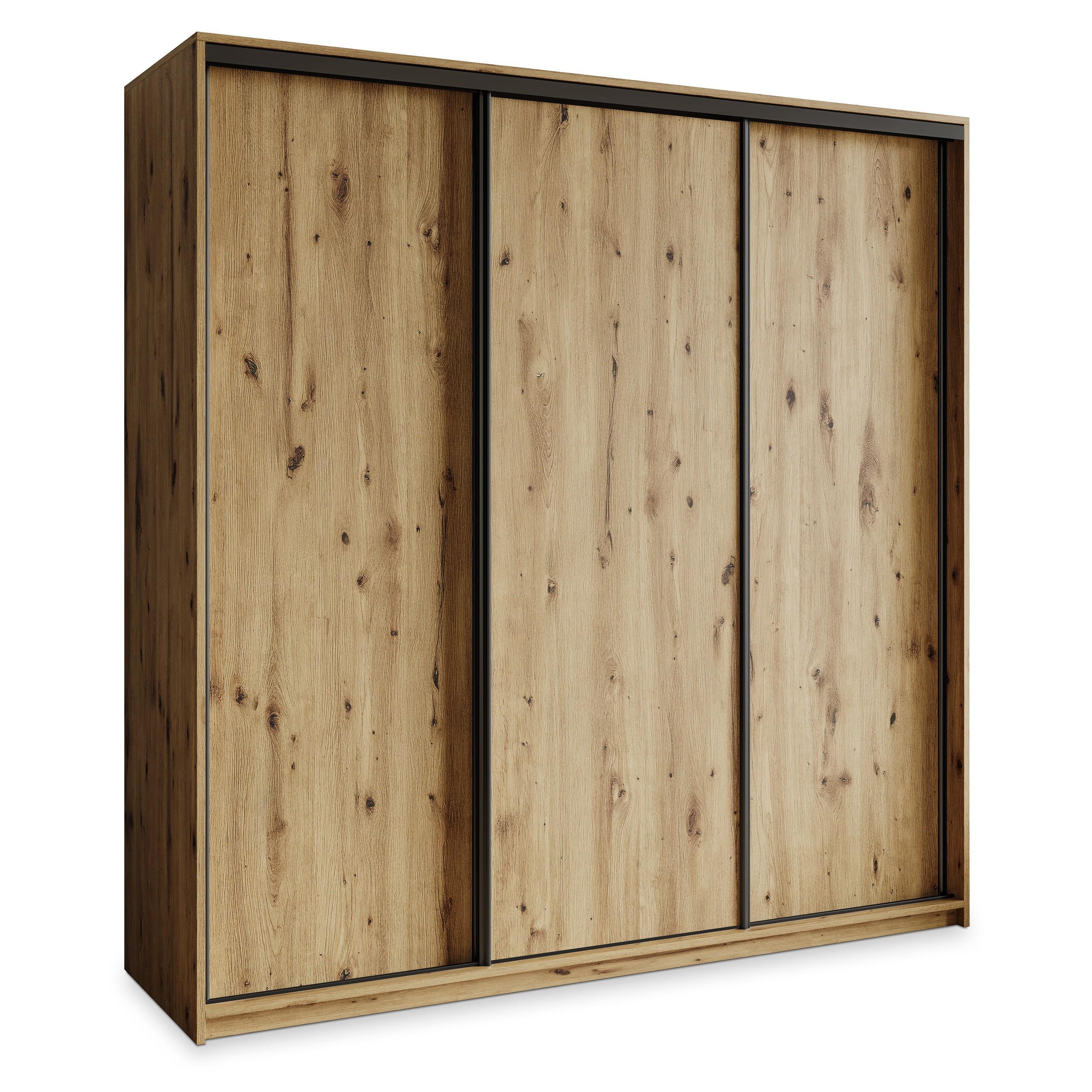 SCHWEBETÜRENSCHRANK NISSE 200/205/60 cm 3-türig Eiche Artisan - Eiche Artisan, Holzwerkstoff (200/205/60cm) - MASSENO