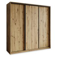 SCHWEBETÜRENSCHRANK NISSE 200/205/60 cm 3-türig Eiche Artisan - Eiche Artisan, Holzwerkstoff (200/205/60cm) - MASSENO