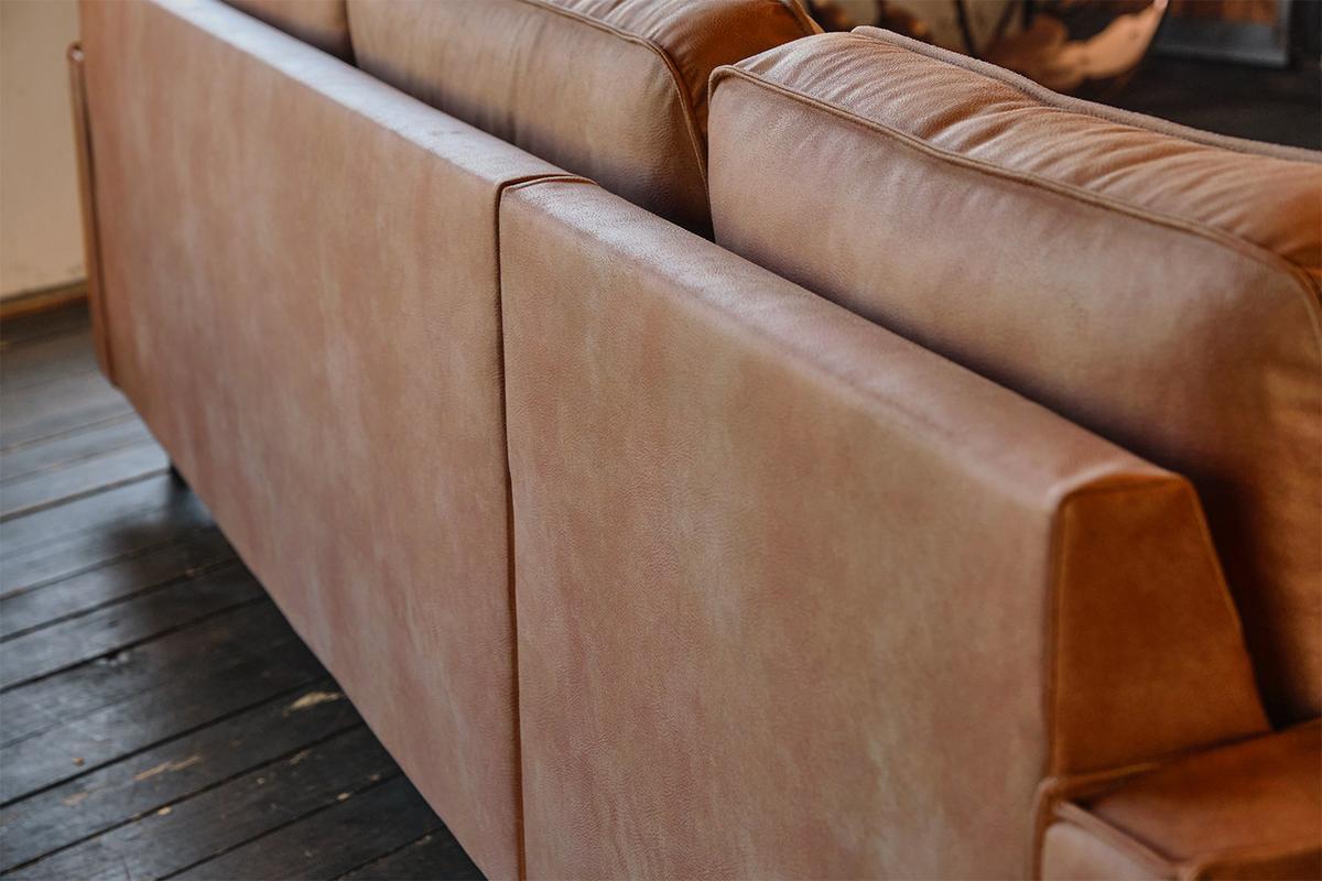 ECKSOFA VILNIUS Braun Lederfaserstoff - Schwarz/Braun, Leder/Metall (286/170cm) - KAWOLA