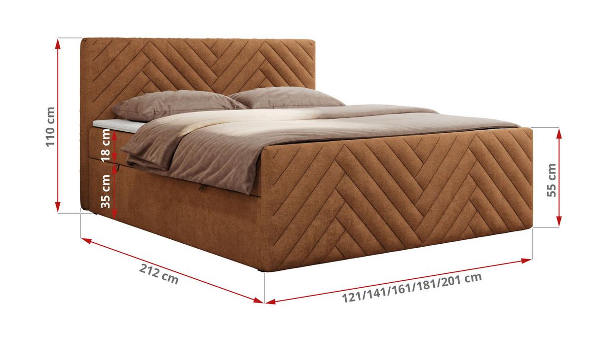 BOXBETT PARIS DUO 120/200 - Orange Struktur - H4 - Orange, Holz/Textil (120/200cm) - MKS