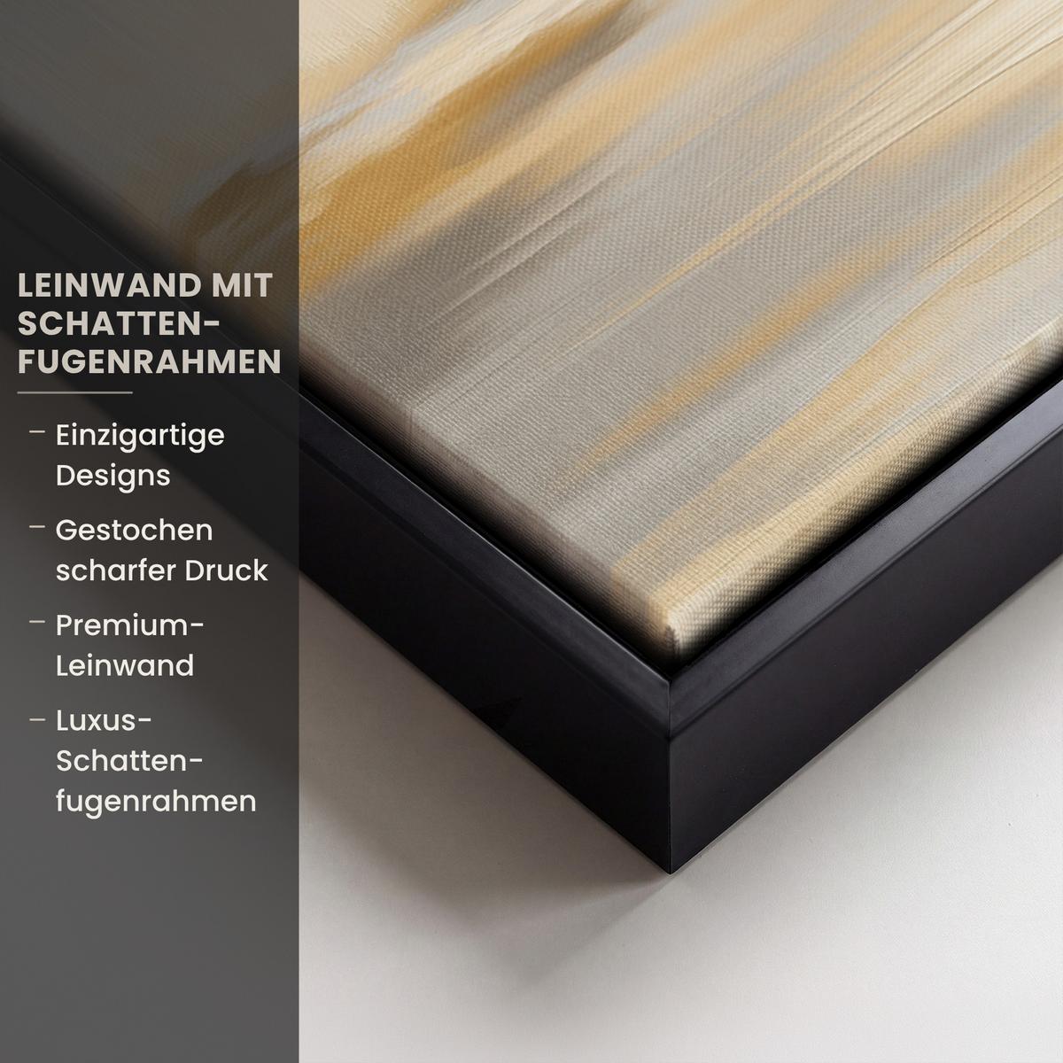 LEINWAND Bilder mit Rahmen - Gemälde - Baum - Abstrakt - Blätter - 70x100 - Beige, Textil (70/100cm) - MuchoWow