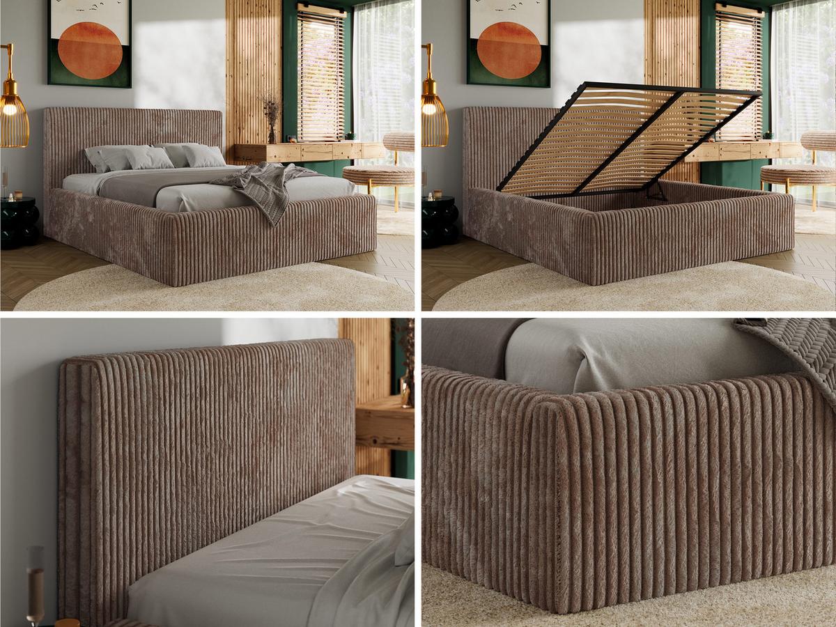POLSTERBETT TILIANO CLASSIC 200/200 - Braun Cord - Pocket-Matratze - Braun, Textil (200/200cm) - MKS