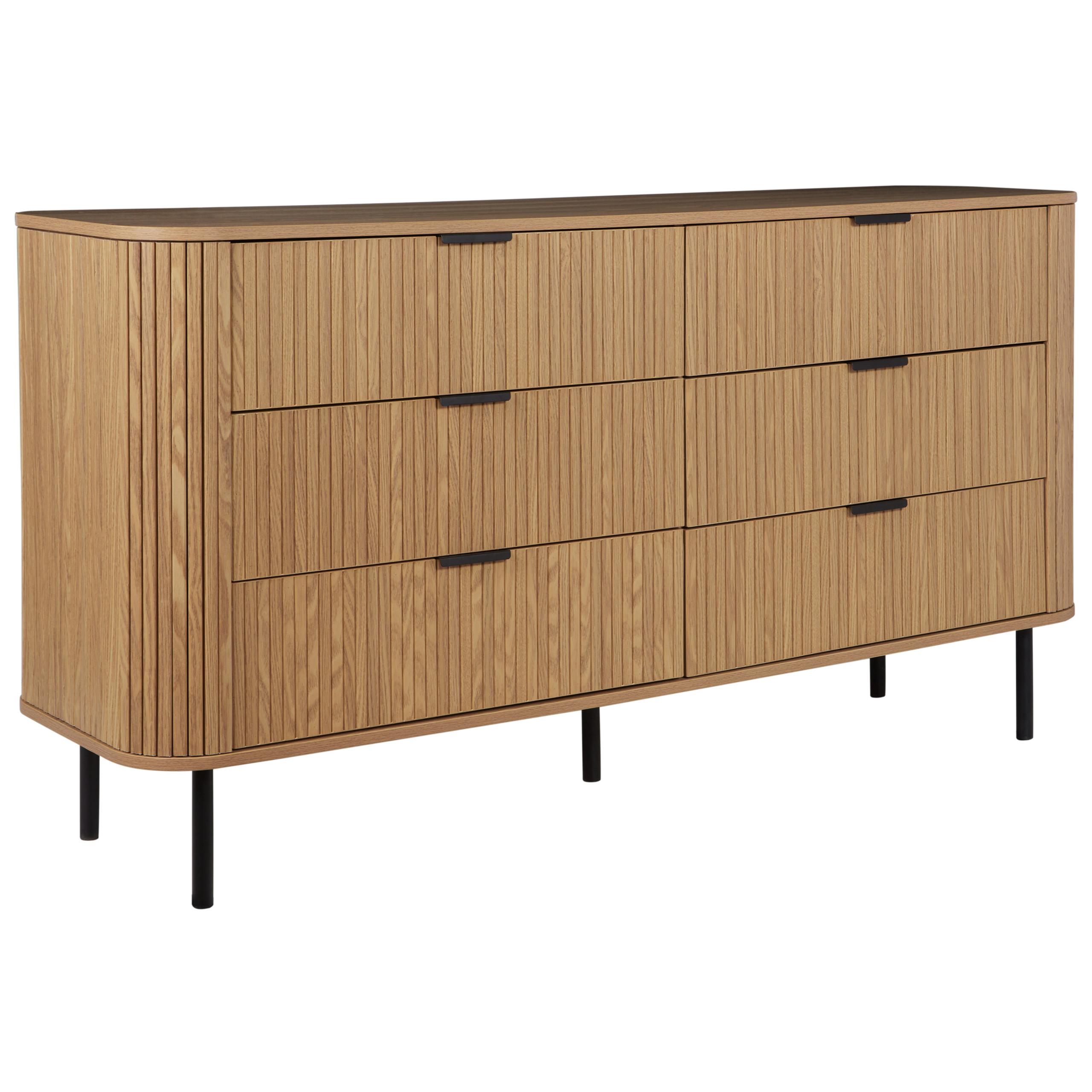 KOMMODE mit 6 Schubladen Braun Bradley - Schwarz/Braun, Holzwerkstoff (153/81/47cm) - Beliani