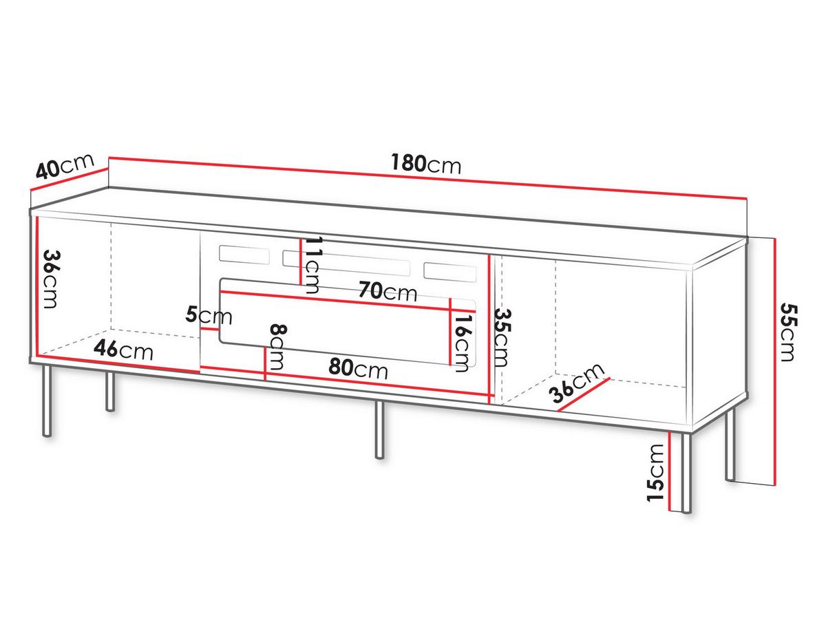 TV-LOWBOARD Tresse 180 EF mit Kamin - Beige, Holzwerkstoff/Metall (180/55/40cm) - MIRJAN24
