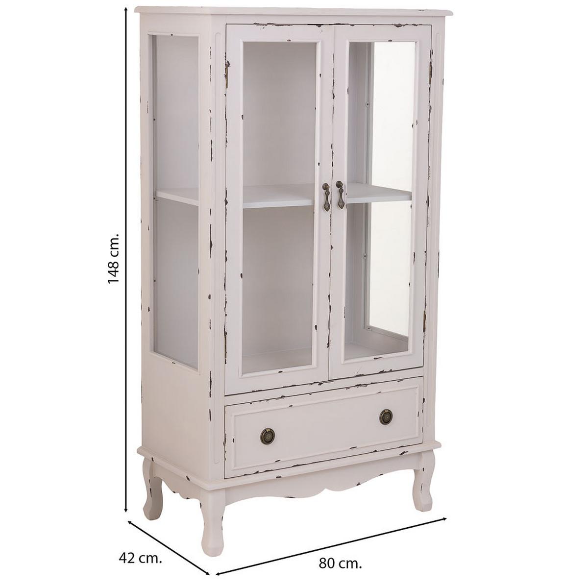 VITRINE mit 1 Schublade und 2 Türen 80x42x148 cm Weiß - Weiß, Holz (80/148/42cm) - Wanderlust