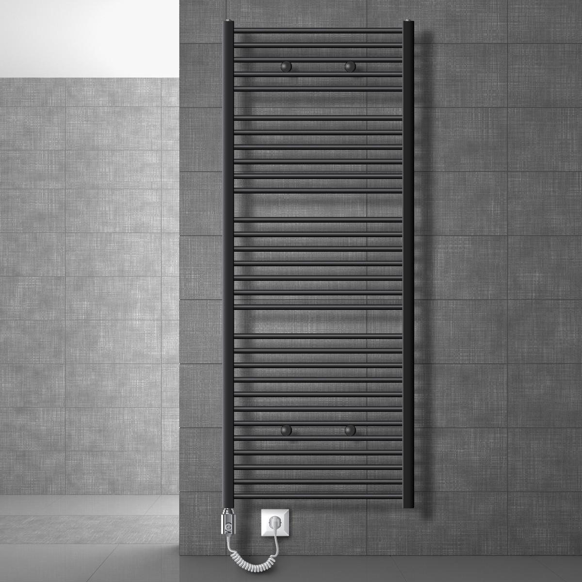 BADHEIZKÖRPER elektrisch Sahara 750x1800 mm Anthrazit gerade mit Heizstab 900W - Anthrazit, Metall (3/180/75cm) - LuxeBath
