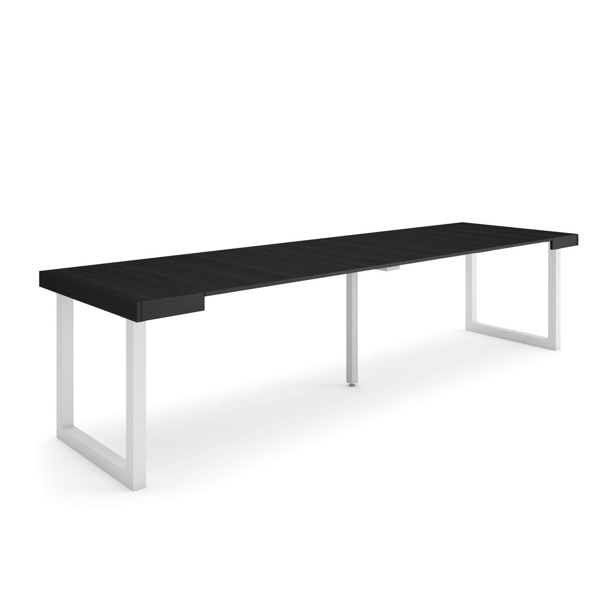 ESSTISCH ausziehbar 58 bis 302cm, für 14 Gäste, schwarz, 58/90/73cm - Schwarz, Holzwerkstoff (90/302/73cm) - Skraut Home
