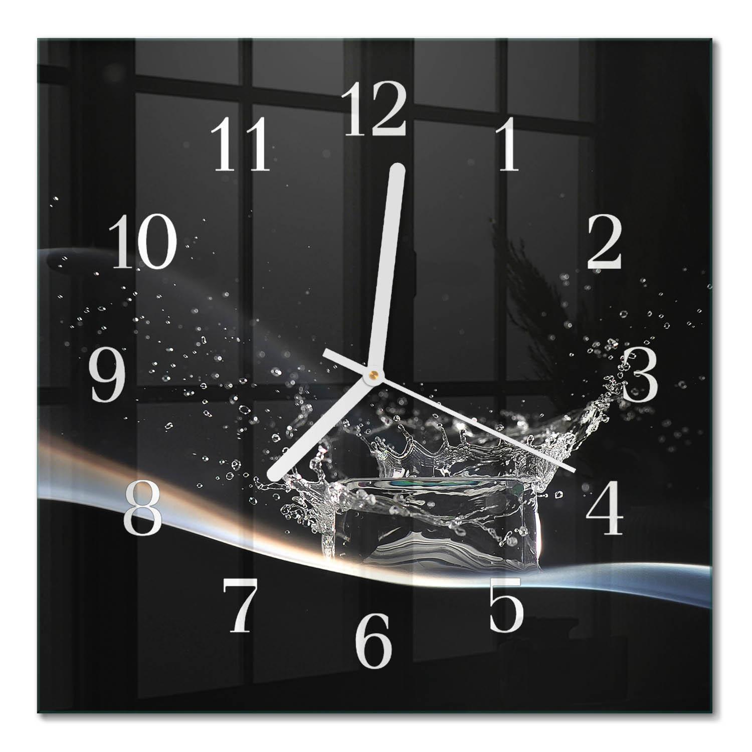 WANDUHR aus Glas 30x30 cm - Wasser - Schwarz, Glas (30/30/0.4cm) - TULUP