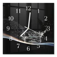 WANDUHR aus Glas 30x30 cm - Wasser - Schwarz, Glas (30/30/0.4cm) - TULUP
