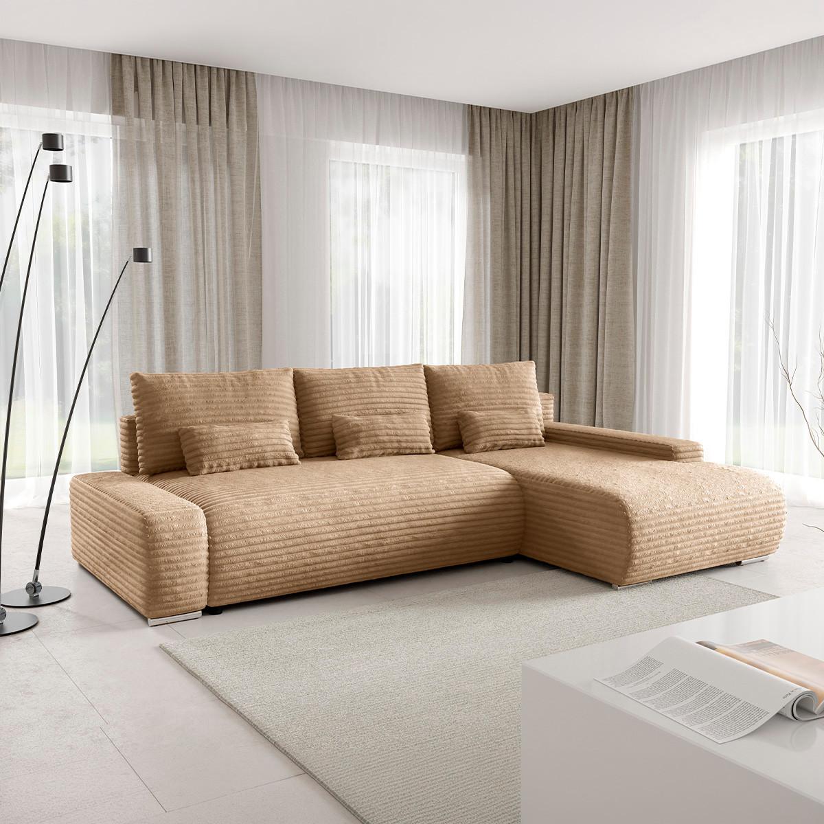 ECKSOFA Ivana 3 Sitzplätze Beige - Beige, Holz (265/172cm) - Petits-meubles