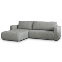 ECKSOFA TURIN N Hellgrau Bucle-Stoff mit Schlaffunktion - Hellgrau/Grau, Holz/Kunststoff (265/183cm) - MASSENO