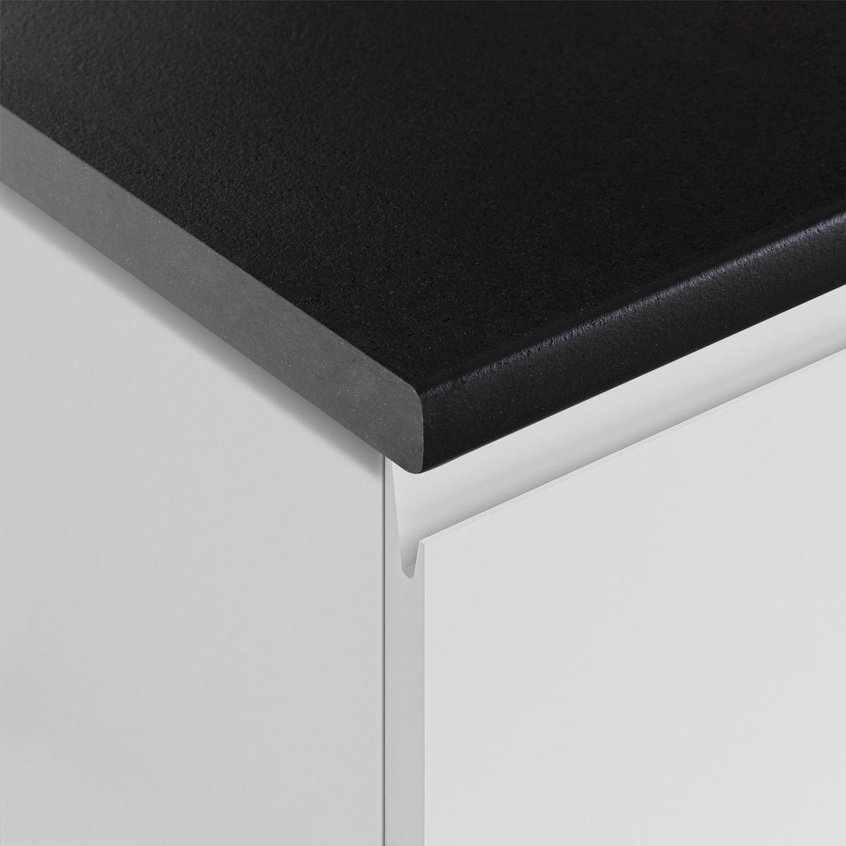 KÜCHENLEERBLOCK Aquileia 240 cm Weiß Matt mit Arbeitsplatte Vulkanisch Schwarz - Schwarz/Weiß, Holzwerkstoff (240/157.8/60cm) - AX Living