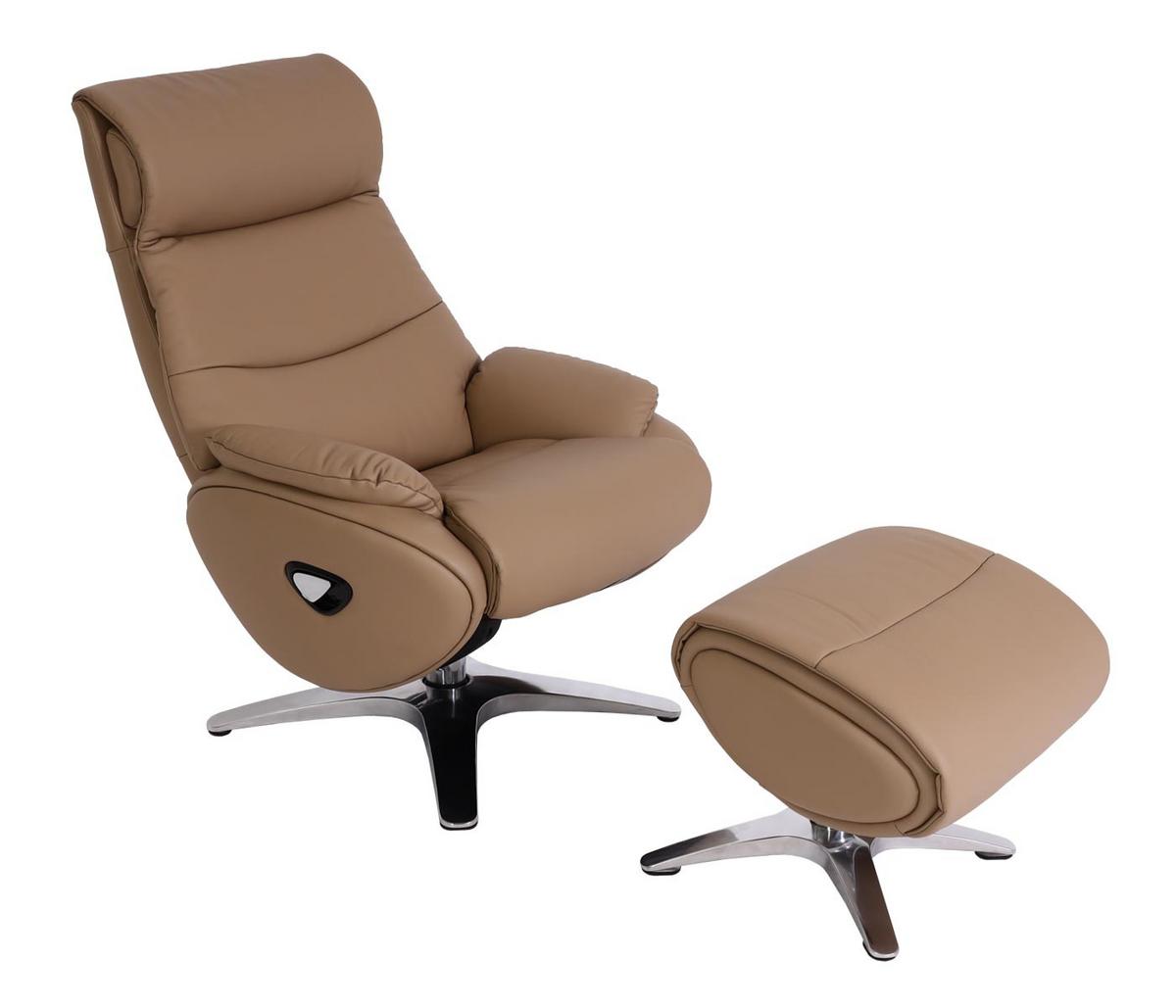 RELAXSESSEL MIT HOCKER taupe - Taupe, Textil (117/110/77cm) - MCW