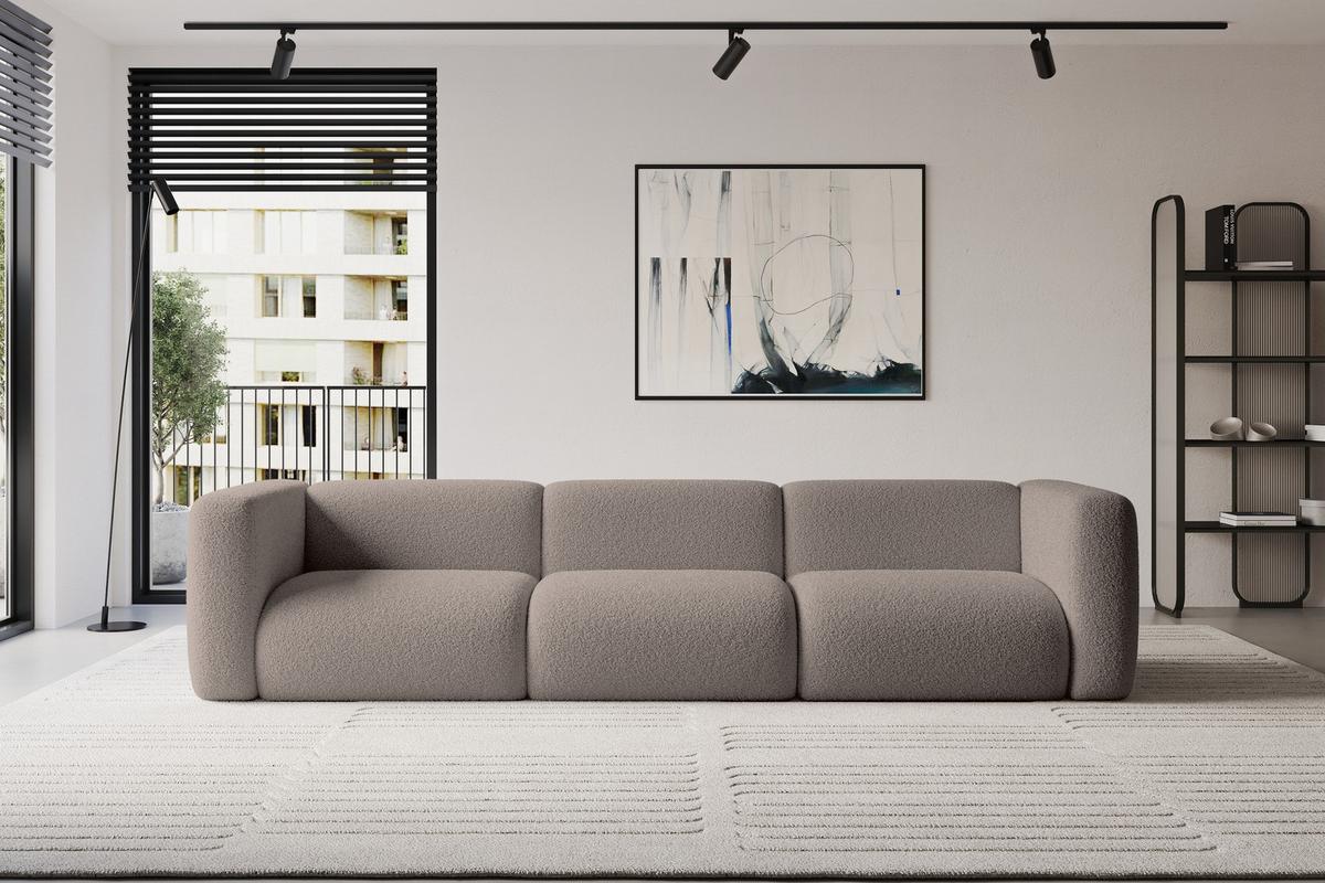 MODULARES Sofa 3-SITZER MIRA-S2 319x89x70 Braun cm Bouclé - Dunkelbraun/Schwarz, Holzwerkstoff/Kunststoff (319/70/89cm) - ALTDECOR