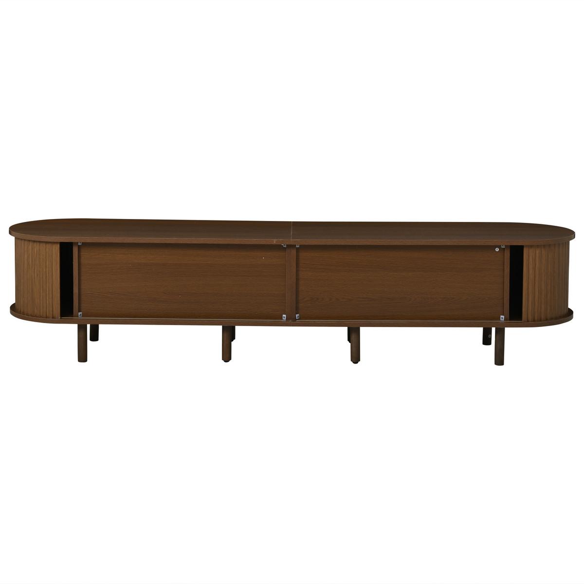 TV LOWBOARD walnuss rattan oval 180cm schiebetüren - Wildeiche, Holzwerkstoff (180/40/40cm) - Urban Meuble
