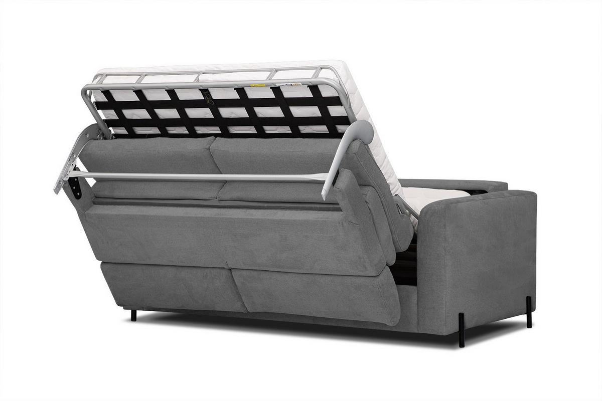 SOFA MEZO 3-Sitzer mit Schlaffunktion, grau - Schwarz/Grau, Holz/Textil (232/90/107cm) - Wozimo