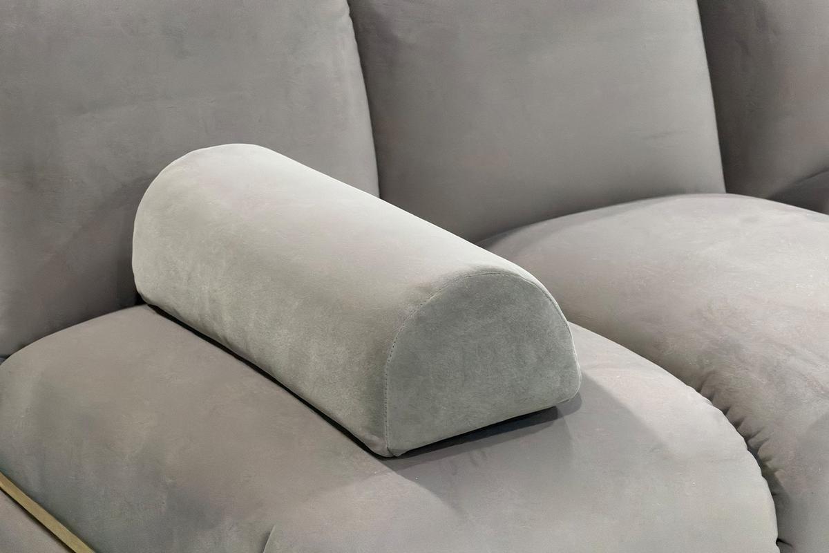 MODULSOFA LAYLA Taupe Velvet - Taupe/Schwarz, Buchenholz/Textil (274/74/99cm) - KAWOLA