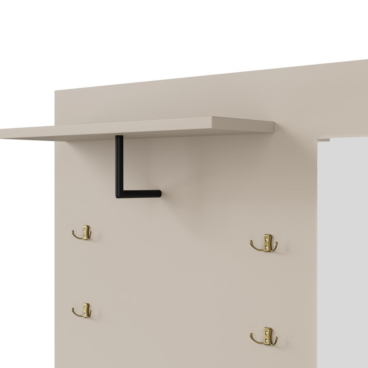GARDEROBE FÜR FLUR - kombischrank mit Spiegel, Sitzbank und Stauraum - Beige, Glas/Holzwerkstoff (110/186/37cm) - Urban Meuble