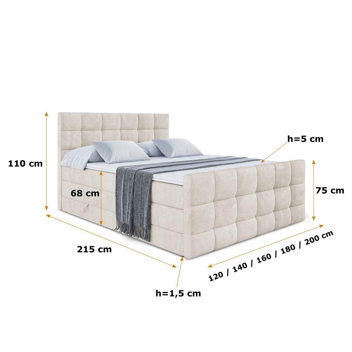 BOXSPRINGBETT APO-Z KING - 180 x 200 - H3/H4 - Ecru - Beige, Holzwerkstoff (180/200cm) - ALTDECOR