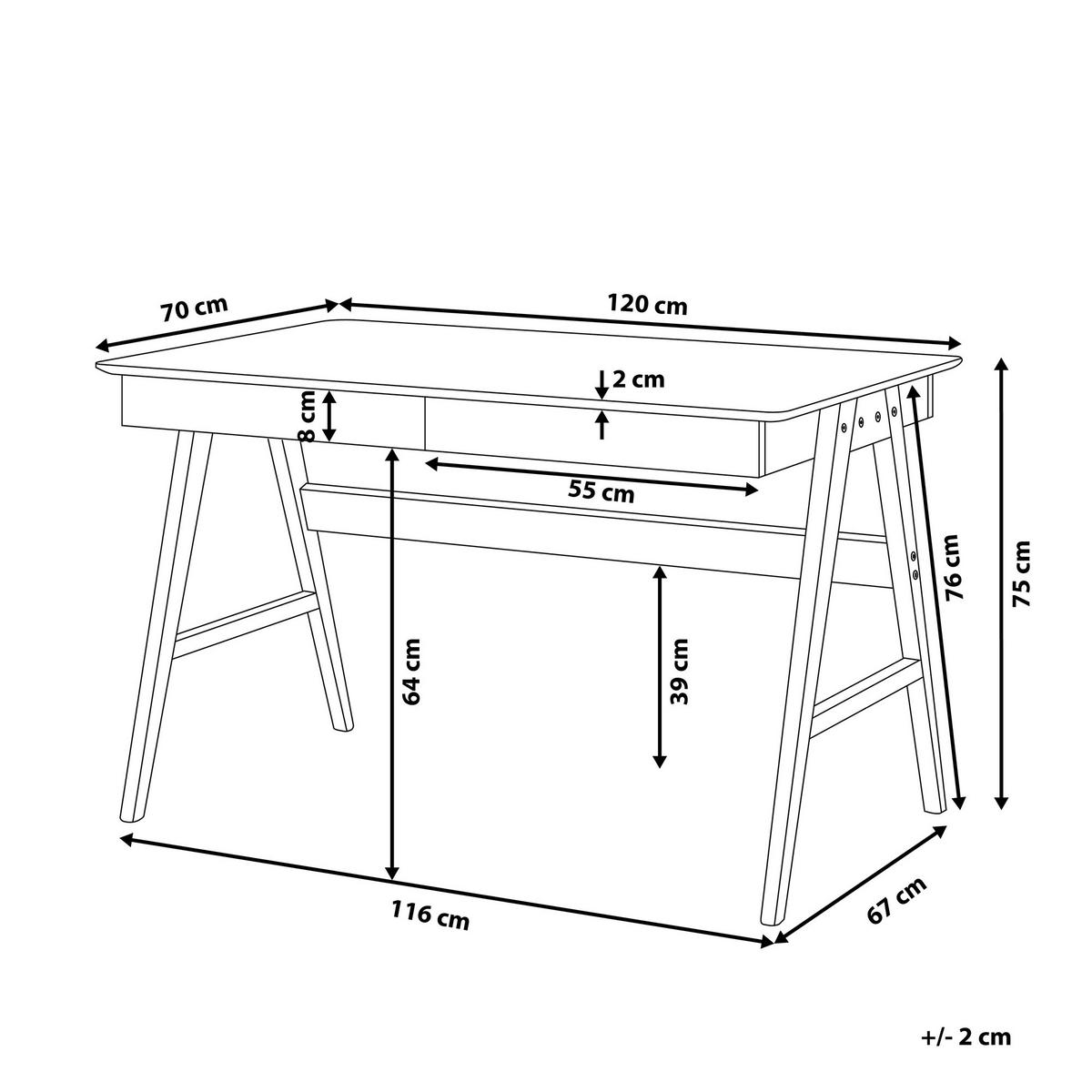SCHREIBTISCH weiß 120/70/75 cm Sheslay - Weiß, Holzwerkstoff (70/120/75cm) - Beliani