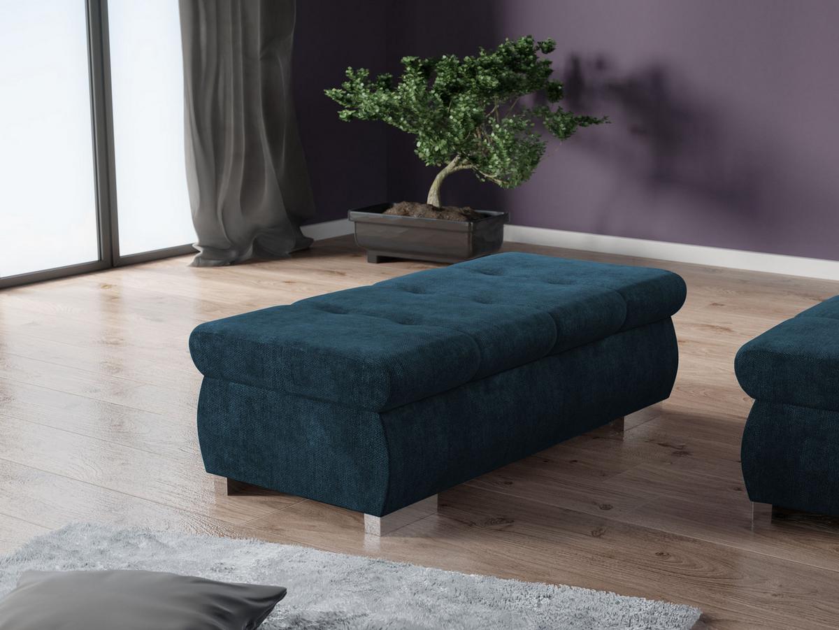 POLSTERHOCKER Orkan Groß - Blau/Silberfarben, Holz/Textil (120/39/60cm) - MIRJAN24