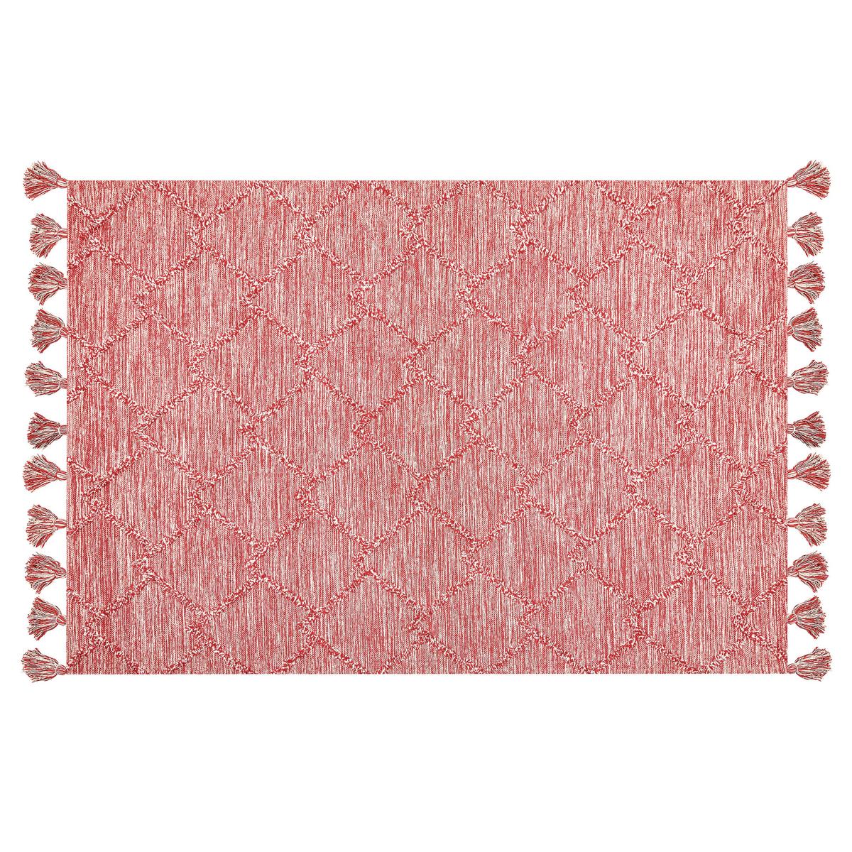 KURZFLOR-TEPPICH Nigde 200/140 cm - Rot, Textil (140/200cm) - Beliani