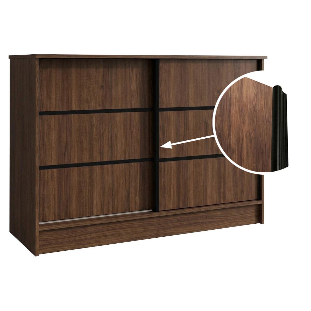 KOMMODE Mirela mit 2 Schiebetüren 100 cm, Walnuss+Schwarz - Walnussfarben/Schwarz, Holzwerkstoff (101/85/43.5cm) - Beautysofa