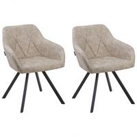 ESSZIMMERSTUHL 2er-Set Polsterbezug Beige Monee - Beige, Textil/Metall (48/78/50cm) - Beliani