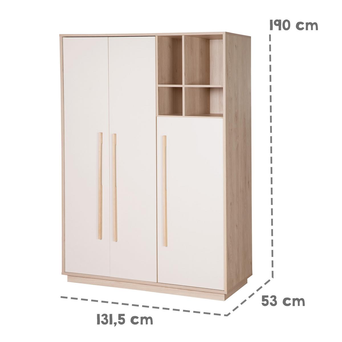 KINDERKLEIDERSCHRANK Elva - Creme, Holz (131.5/190/53cm) - Roba