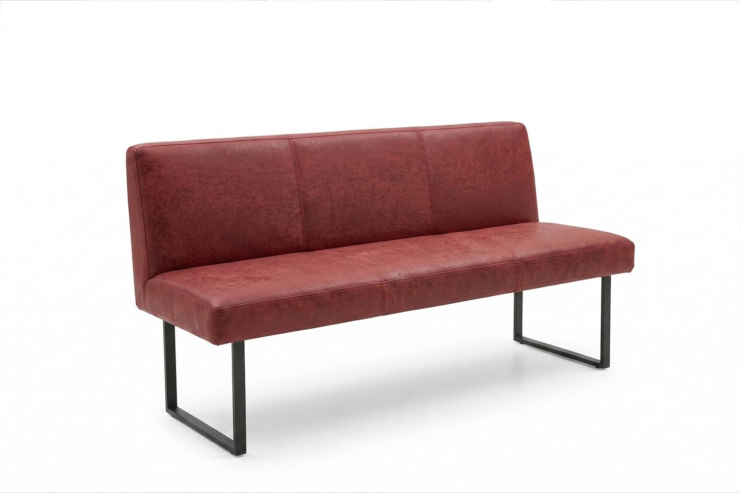 ESSZIMMERBANK ELEEN Rot Leder - Rot, Leder (163/85/69cm) - KAWOLA
