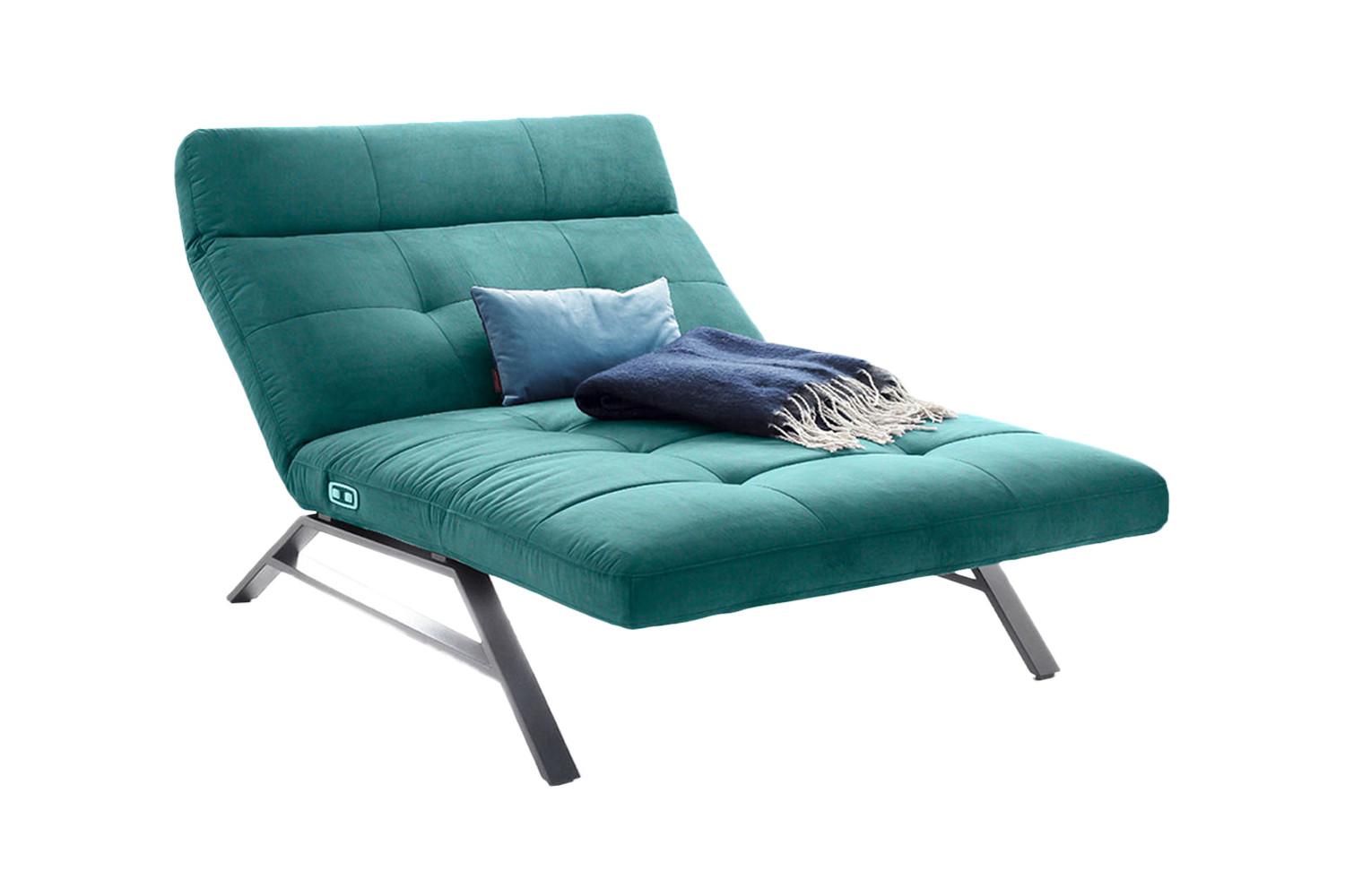 LIEGE MIT MOTORISCHER RELAXFUNKTION AMERIVA Smaragdgrün Velvet Relaxfunktion - Smaragdgrün/Silberfarben, Textil (120/110/158cm) - KAWOLA