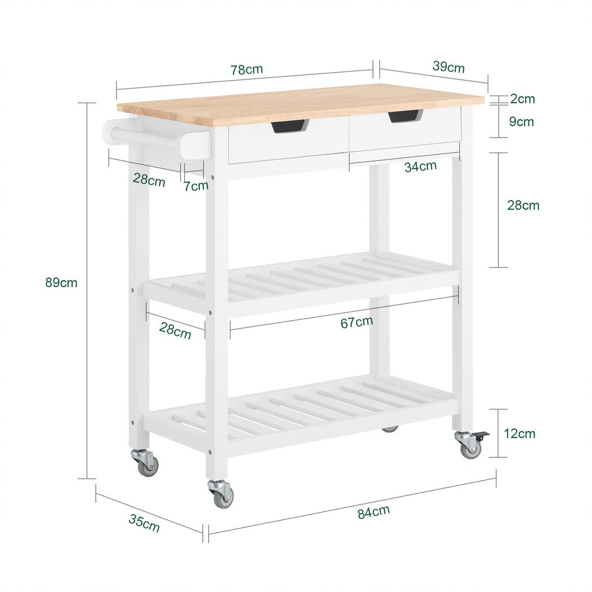 SERVIERWAGEN Weiß - Weiß, Holzwerkstoff (85/90/39cm) - SoBuy