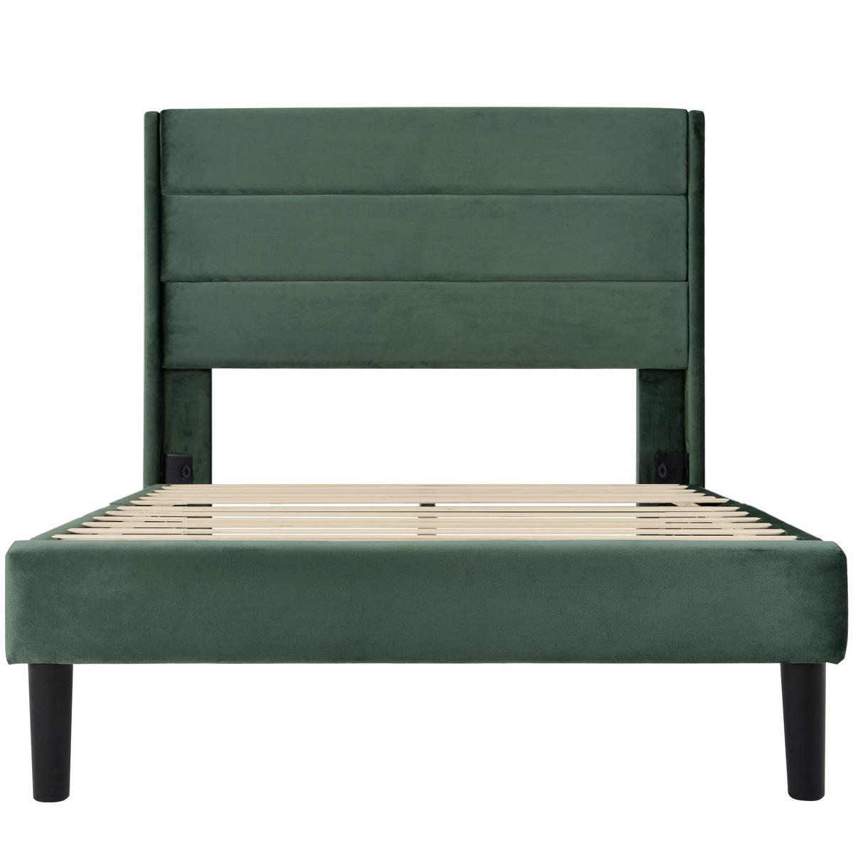 EINZELBETT Dunkelgrün 90/200 cm - Grün, Holzwerkstoff/Textil - Urban Meuble