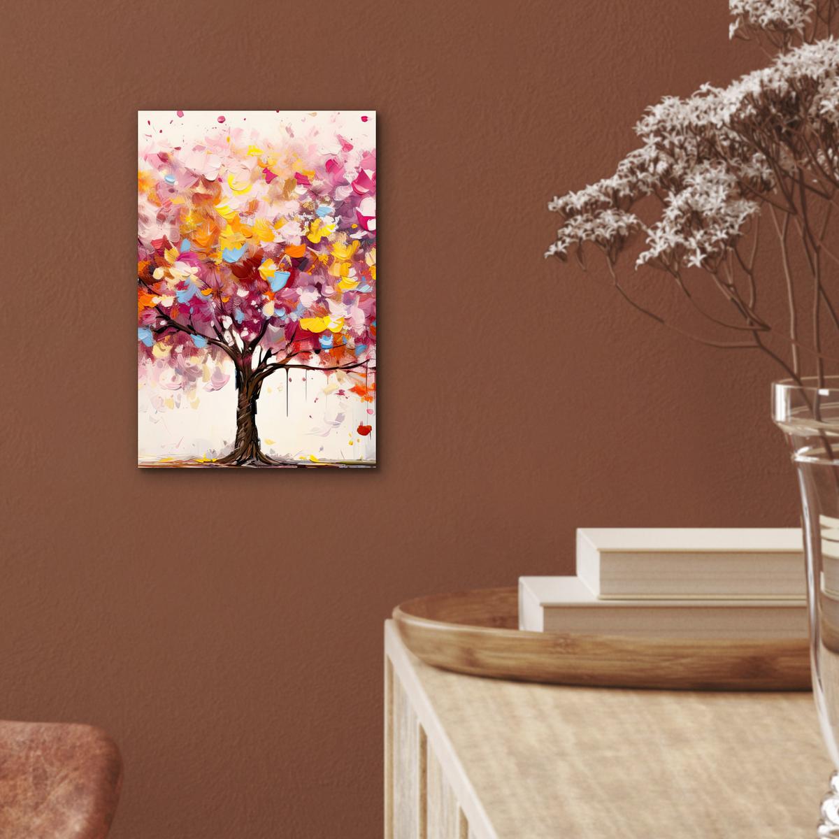 METALLBILD Aquarell - Baum - Kunst - Abstrakt 20x30 cm - Multicolor, Metall (20/30cm) - MuchoWow