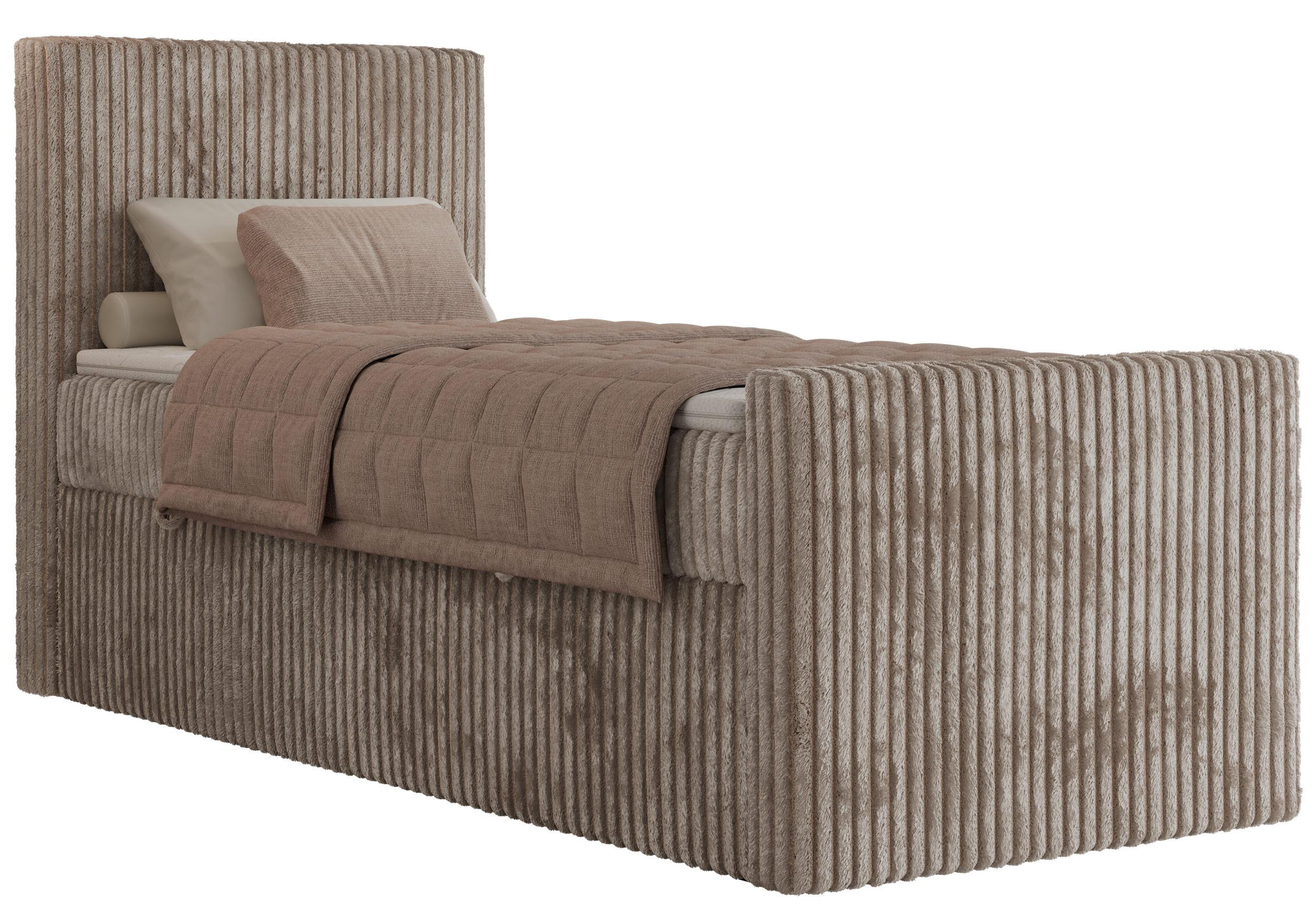 BOXBETT TILIANO DUO 90/200 - Hellbraun Cord - H4 - Topper T25 - Links Seite - Hellbraun, Textil (200/90cm) - MKS